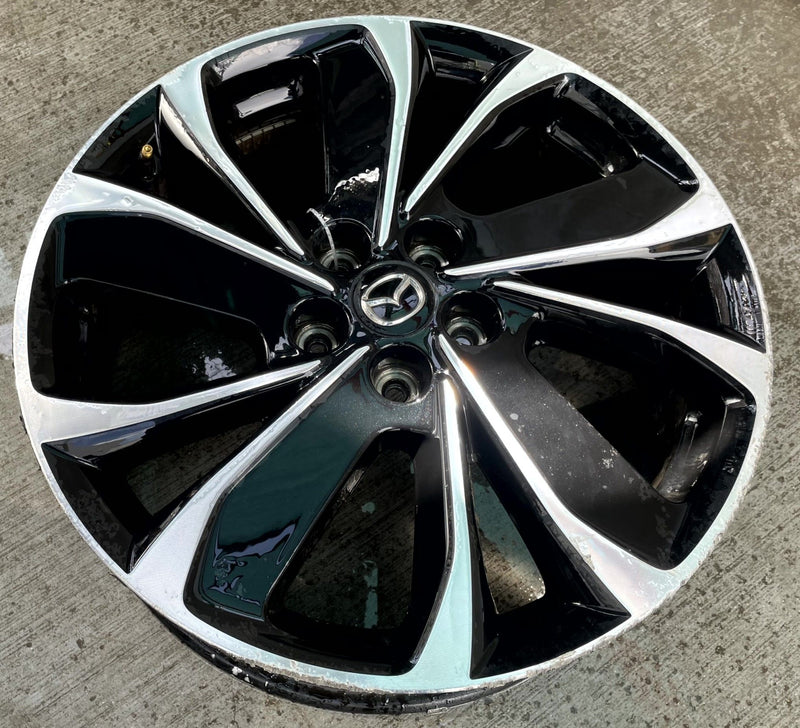 Load image into Gallery viewer, MAZDA CX-5 19x7 ALUMINUM 5 ANGLED SPOKE WHEEL RIM BLACK MACHINED 22-24 # 113804