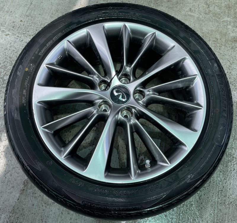 Load image into Gallery viewer, INFINITI Q50 18x7.5 15 V SPOKE ALLOY WHEEL RIM W/ TIRE (ONLY#1) 18-24 # 112490