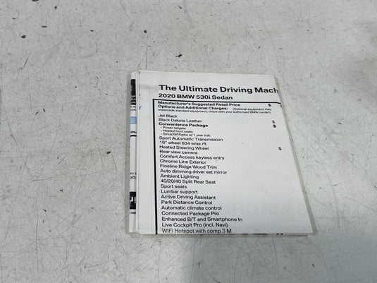 2020 BMW 3 & 5 SERIES SEDAN OWNERS MANUAL SET WITH BLACK COVER CASE