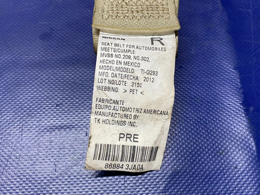 2013-2014 INFINITI JX35 QX60 FRONT RIGHT SEAT BELT RETRACTOR W/O PRE CRASH 77567