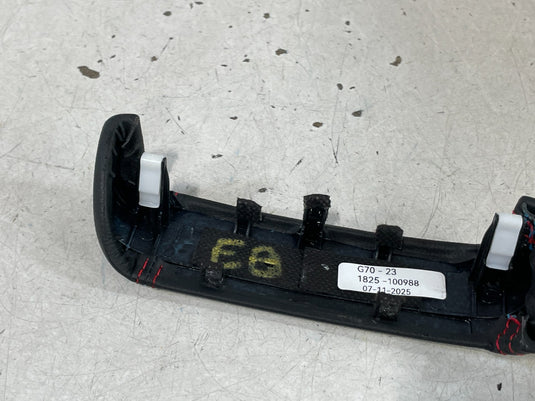 19-23 GENESIS G70 REAR CENTER CONSOLE CAP TRIM BLACK W/ RED STICHING