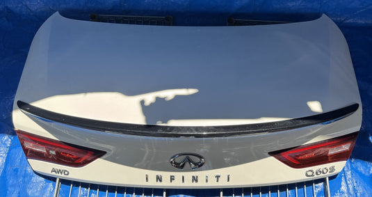 17 - 20 INFINITI Q60 TRUNK LID DECK TAIL GATE W/ SPOILER WHITE QAB