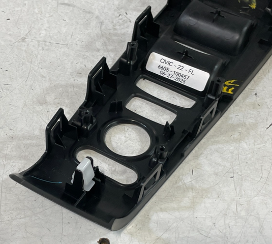 2022 - 2025 HONDA CIVIC FRONT LEFT SIDE POWER DOOR WINDOW SWITCH BEZEL