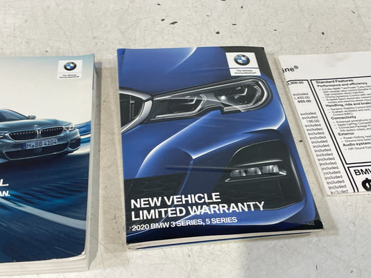 2020 BMW 3 & 5 SERIES SEDAN OWNERS MANUAL SET WITH BLACK COVER CASE