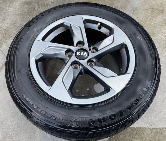 KIA K5 16x6.5J 5 SPOKE GRAY ALLOY WHEEL RIM W/TIRE (ONLY#1) 2021-2024 # 110713