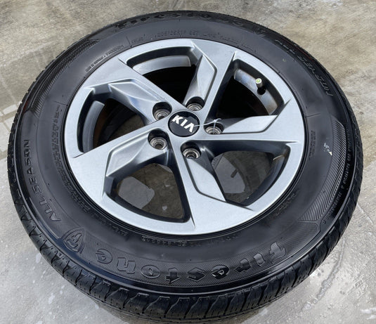 KIA K5 16x6.5J 5 SPOKE GRAY ALLOY WHEEL RIM W/TIRE (ONLY#1) 2021-2024 # 110713