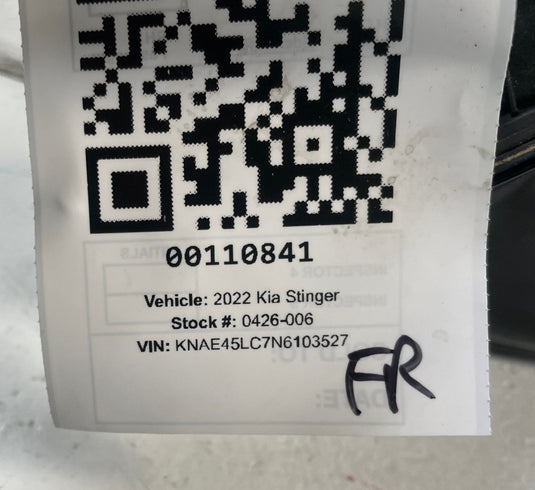2018-2023 KIA STINGER FRONT RIGHT SIDE VIEW DOOR MIRROR 87620-J5531DCH