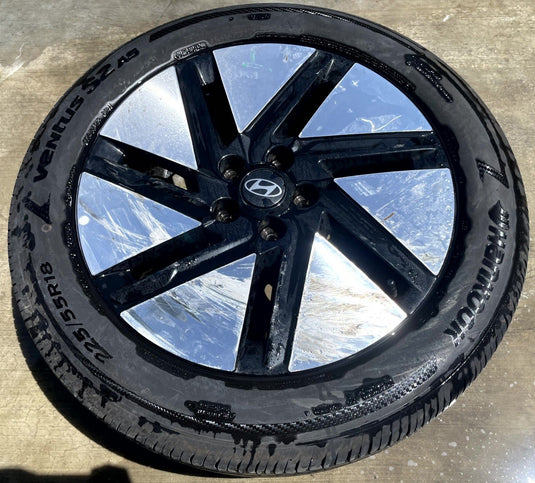 HYUNDAI IONIQ 6 18x7.5 BLACK 7-SLOT ALLOY WHEEL RIM W/TIRE (ONLY
