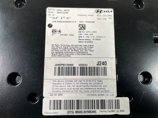 2024-2025 HYUNDAI SANTA FE DASHBOARD RADIO AUDIO CONTROL MODULE UNIT