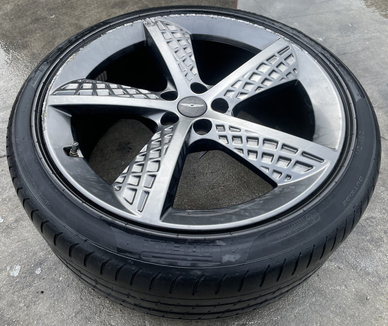 Load image into Gallery viewer, GENESIS GV70 21X9 5 SPOKE WHEEL RIM W/TIRE SILVER (ONLY#1) 2022-2025 # 107615
