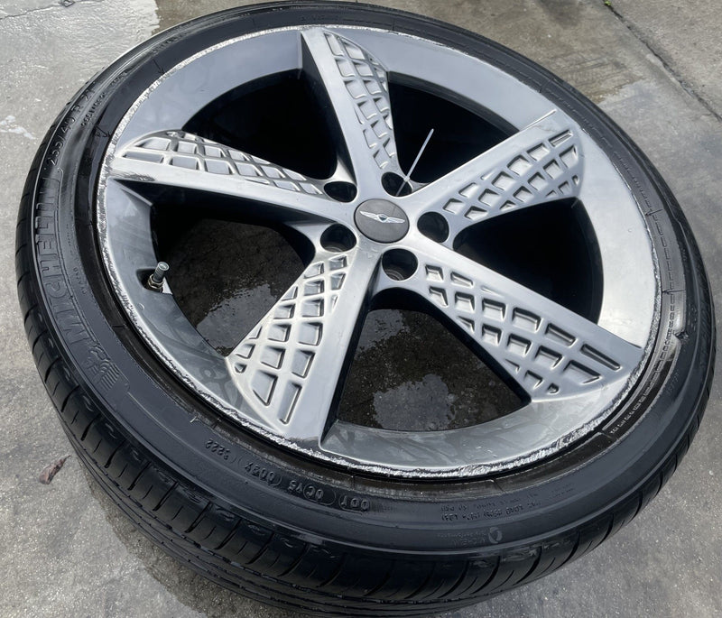 Load image into Gallery viewer, GENESIS GV70 21X9 5 SPOKE WHEEL RIM W/TIRE SILVER (ONLY#1) 2022-2025 # 107618
