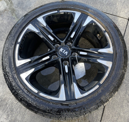 KIA K5 18x7-1/2 MACHINED BLACK ALLOY WHEEL RIM W/TIRE (ONLY#1) 2021-2024 #111798