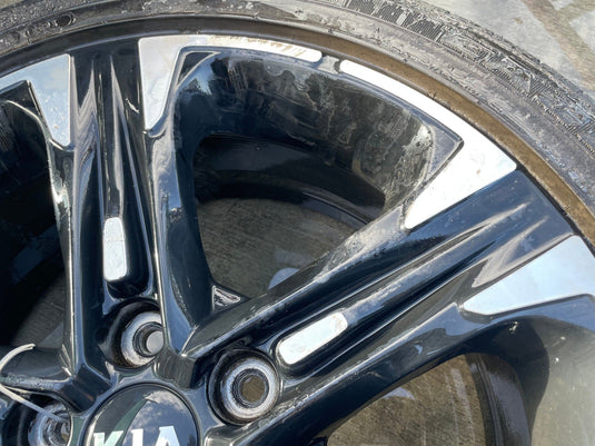 KIA K5 18x7-1/2 MACHINED BLACK ALLOY WHEEL RIM W/TIRE (ONLY#1) 2021-2024 #111800
