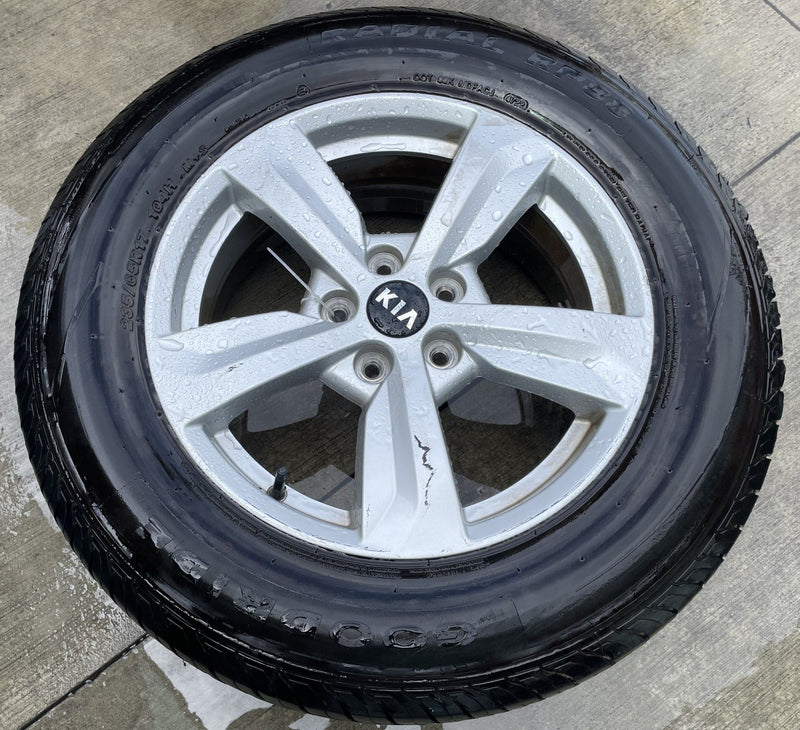 Load image into Gallery viewer, KIA SORENTO 17x7 5 SPOKE SILVER ALLOY WHEEL W/TIRE (ONLY#1) 2021-2025 # 110142
