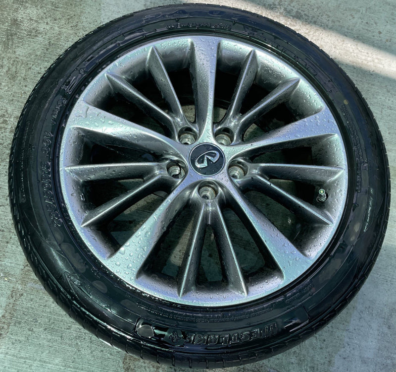 Load image into Gallery viewer, INFINITI Q50 18x7.5 15 V SPOKE ALLOY WHEEL RIM W/ TIRE (ONLY#1) 18-24 # 112496
