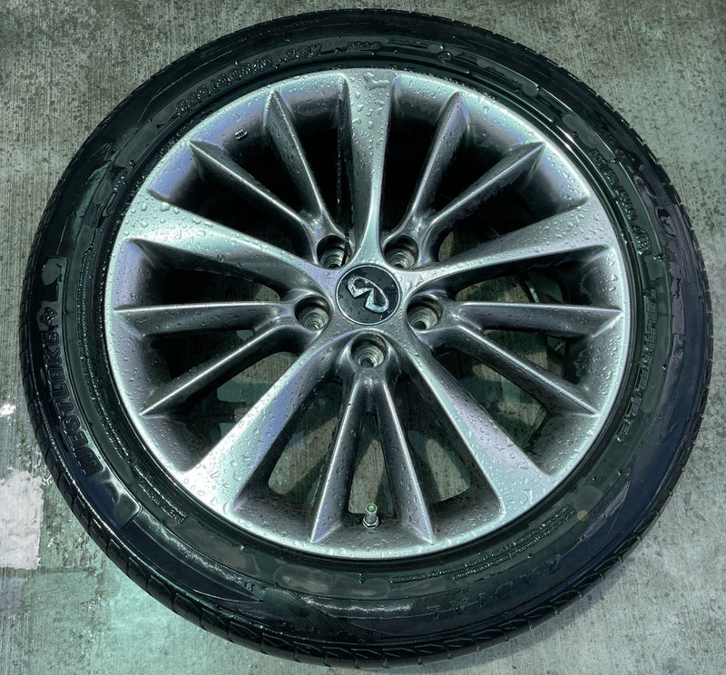 Load image into Gallery viewer, INFINITI Q50 18x7.5 15 V SPOKE ALLOY WHEEL RIM W/ TIRE (ONLY#1) 18-24 # 112496
